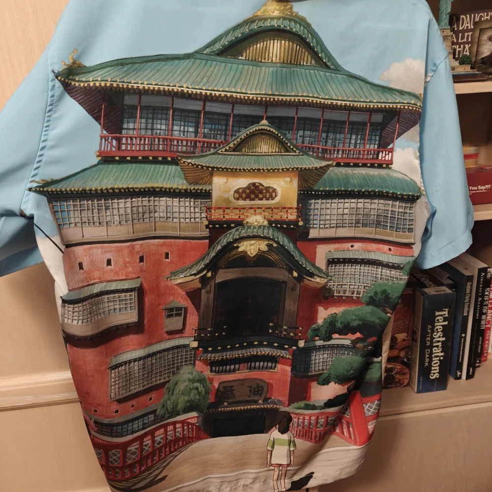 Her Universe Spirited Away Button Down Shirt - Light Blue and Red - Picture 4 of 4